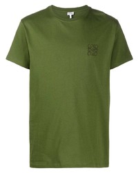 T-shirt à col rond brodé olive Loewe