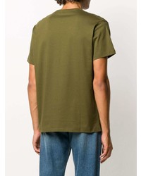 T-shirt à col rond brodé olive Loewe