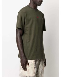 T-shirt à col rond brodé olive 424