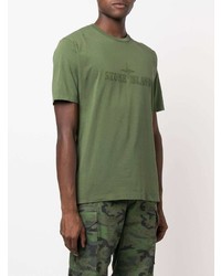 T-shirt à col rond brodé olive Stone Island