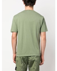 T-shirt à col rond brodé olive Stone Island