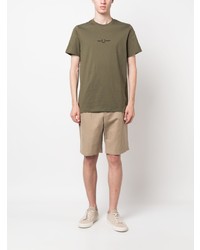 T-shirt à col rond brodé olive Fred Perry