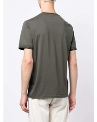 T-shirt à col rond brodé olive Fred Perry