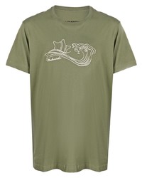 T-shirt à col rond brodé olive Maharishi