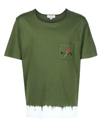 T-shirt à col rond brodé olive Nick Fouquet