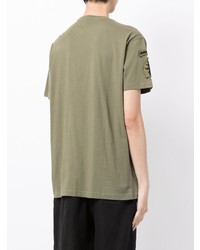 T-shirt à col rond brodé olive Maharishi