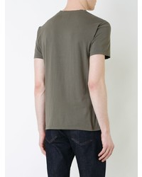 T-shirt à col rond brodé olive Kent & Curwen