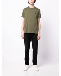 T-shirt à col rond brodé olive Fred Perry