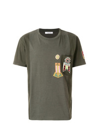 T-shirt à col rond brodé olive Valentino