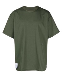 T-shirt à col rond brodé olive WTAPS