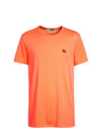 T-shirt à col rond brodé orange