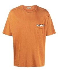 T-shirt à col rond brodé orange Bode