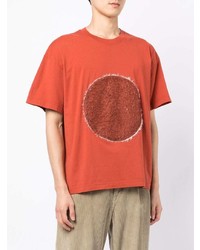 T-shirt à col rond brodé orange Craig Green