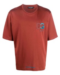 T-shirt à col rond brodé orange Dolce & Gabbana