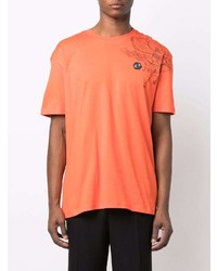 T-shirt à col rond brodé orange Philipp Plein