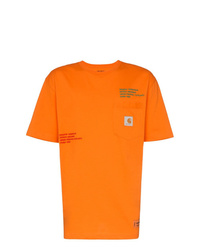 T-shirt à col rond brodé orange Heron Preston