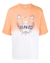 T-shirt à col rond brodé orange Kenzo