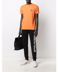 T-shirt à col rond brodé orange Karl Lagerfeld