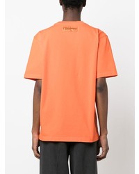 T-shirt à col rond brodé orange Heron Preston
