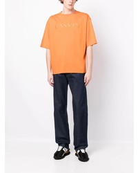 T-shirt à col rond brodé orange Lanvin