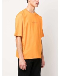 T-shirt à col rond brodé orange Moschino