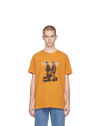 T-shirt à col rond brodé orange Off-White