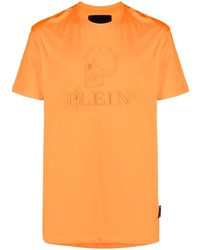 T-shirt à col rond brodé orange Philipp Plein