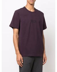 T-shirt à col rond brodé pourpre foncé Helmut Lang