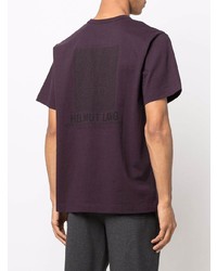 T-shirt à col rond brodé pourpre foncé Helmut Lang