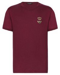 T-shirt à col rond brodé pourpre foncé Dolce & Gabbana