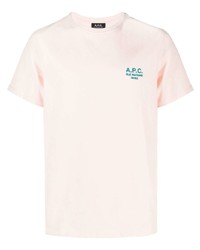 T-shirt à col rond brodé rose A.P.C.