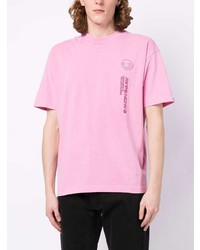 T-shirt à col rond brodé rose AAPE BY A BATHING APE