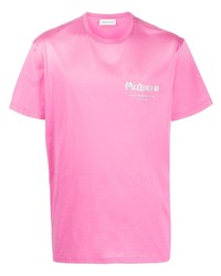 T-shirt à col rond brodé rose Alexander McQueen