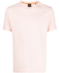 T-shirt à col rond brodé rose BOSS