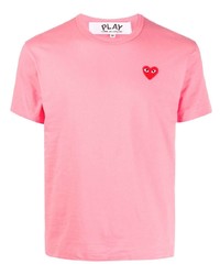 T-shirt à col rond brodé rose Comme Des Garcons Play