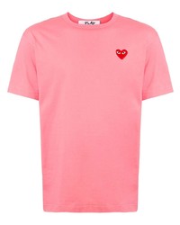 T-shirt à col rond brodé rose Comme Des Garcons Play
