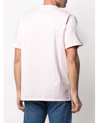 T-shirt à col rond brodé rose MAISON KITSUNÉ