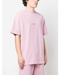 T-shirt à col rond brodé rose MSGM