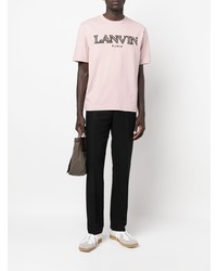 T-shirt à col rond brodé rose Lanvin