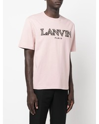 T-shirt à col rond brodé rose Lanvin