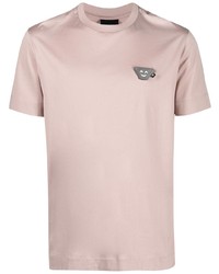 T-shirt à col rond brodé rose Emporio Armani