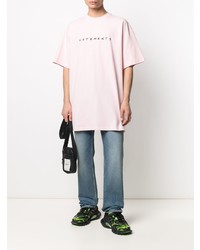 T-shirt à col rond brodé rose Vetements