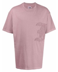 T-shirt à col rond brodé rose Izzue