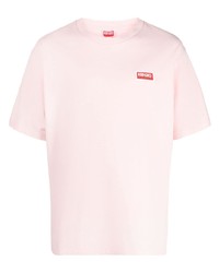 T-shirt à col rond brodé rose Kenzo
