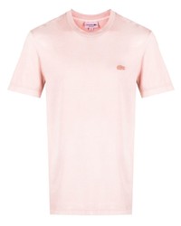 T-shirt à col rond brodé rose Lacoste