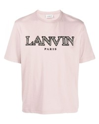 T-shirt à col rond brodé rose Lanvin