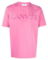 T-shirt à col rond brodé rose Lanvin