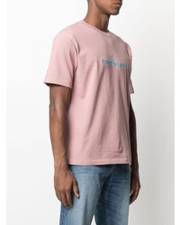 T-shirt à col rond brodé rose Stone Island