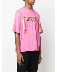 T-shirt à col rond brodé rose Lanvin