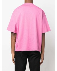 T-shirt à col rond brodé rose Lanvin